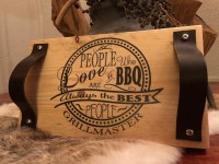 BBQplank  steigerhout met persoonlijke tekst L (handvat touw of leer)